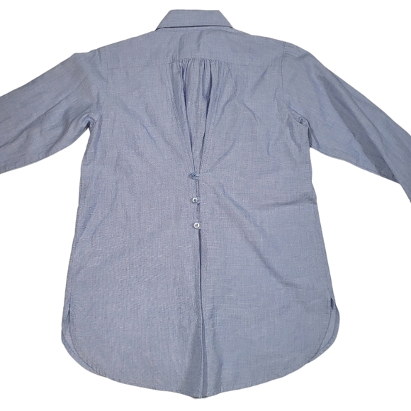 CAbi Blue Oxford Shirt Size Small Button Up Pintuck Pleated Tailored Career Work - Picture 7 of 13